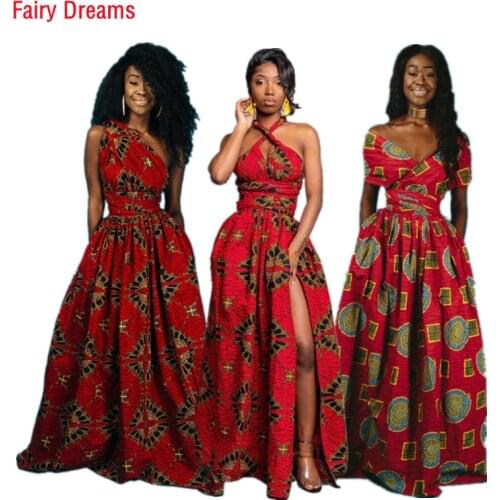 Print Long African Dress Women Traditional African Clothing Dashiki Ankara Summer Maxi Sundress Elegant Multiple Wear 2020