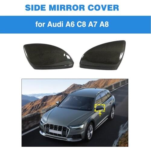 For Audi A6 A7 A8 Sedan Hatchback 4-Door 2019 2020 Carbon Fiber Car Rear View Mirror Cover Cap Sehll Replacement Style