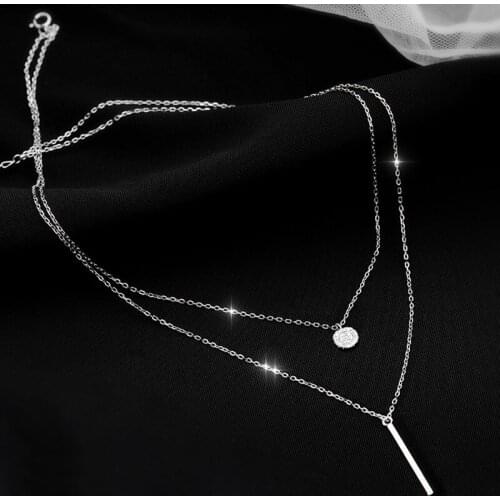 Double Layer Choker Round Shiny Zircon Necklaces Long Strip Pendant Necklaces Wedding Gift For Women Fine Accessories Jewelry