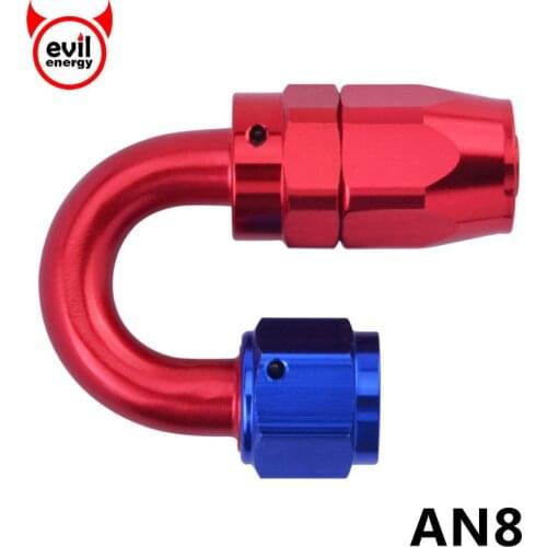 Evil energy AN8 180 Degree Swivel Fuel Hose End Fitting Adapter Hose End Oil Fuel Reusable Fitting Aluminium Oil Cooler Hose