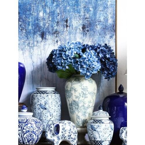 Jingdezhen Porcelain Ginger jar Chinese Style Porcelain Vase Large Blue And White Porcelain Flower Pot ceramic temple jar