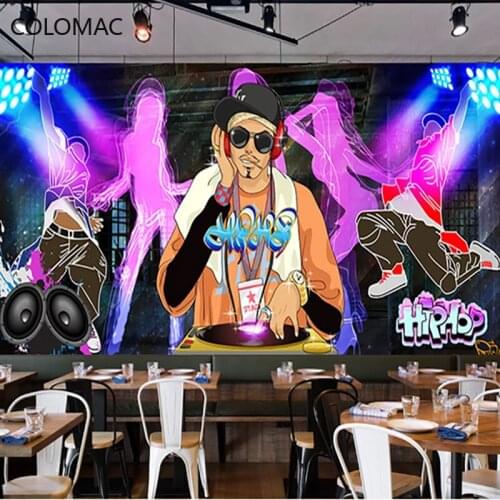 Colomac Custom Retro Graffiti Jazz Dance Studio Background WallPaper Hip Hop Style Mural Decoration for Bedroom Drop Shopping