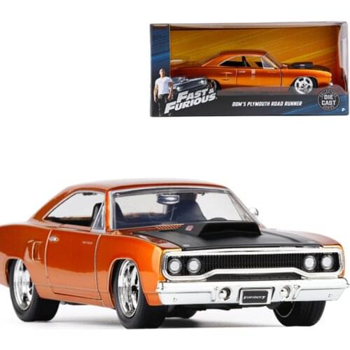 1:24 Scale Metal Alloy Classic Car Diecast Model 1970 Fast F8 Plymouth Road Runner Toy Collection Furious7 F Gift