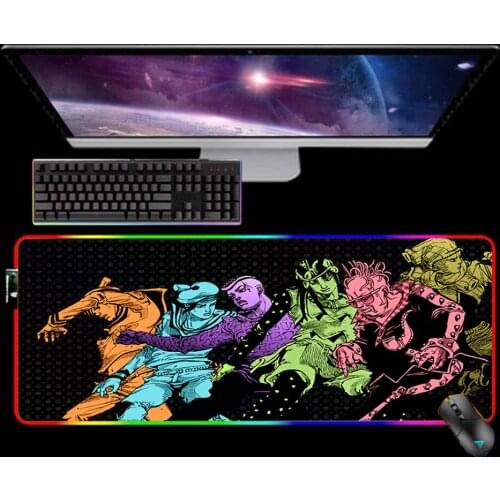 RGB JoJos Bizarre Adventure XL Mouse Pad Alfombrilla Raton Mousepad Keyboard Pad LED Mause Pad Rubber No-slip with Backlit 35x60