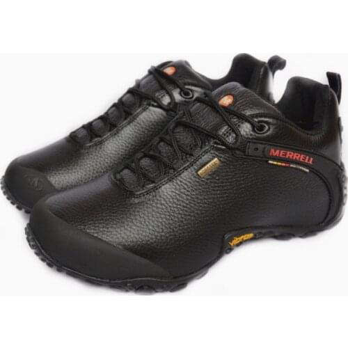 Original Merrell GORE-TEX Outdoor Mens Camping Genuine Leather Sports Shoes Male Black Mountaineer Climbing Sneakers Size39-46