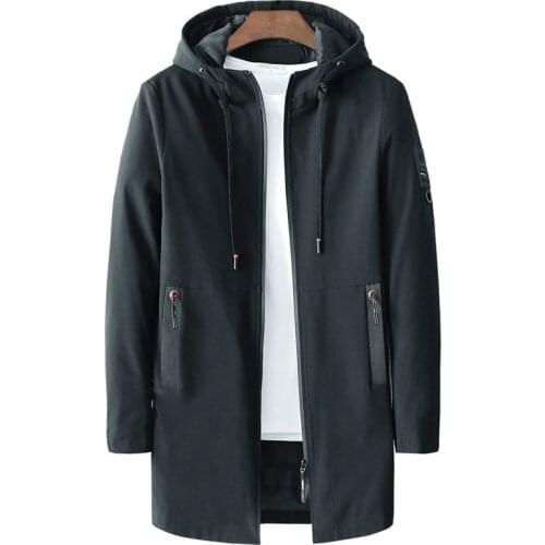 2020 Spring Autumn Business Casual Trench Coat Jacket Men Stand Collar Big Size M-5XL Solid Color Slim Fit Thin Long Trench Male