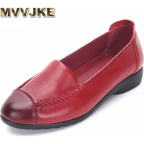 MVVJKE Spring And Autumn Women Flats 2018 Fashion Genuine Leather Flat Shoes Woman Soft Casual Loafers Women Shoes