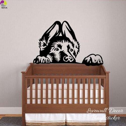 German Shepherd Dog Head Wall Sticker Bedroom Children room Baby Nursery Pet Animal Dog Head Wall Decal Living Room Vinyl Decor