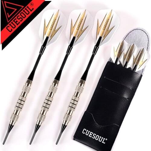 CUESOUL 3pcs Professional Dardos 17g Soft Darts Electronic Soft Tip With Aluminum Shaft For Dartboard Games Gold Black Flights