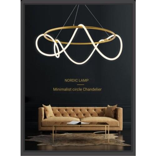Nordic Light luxury lamp post modern minimalist chandelier creative line lamp living room dining room lamp LED strip lamp