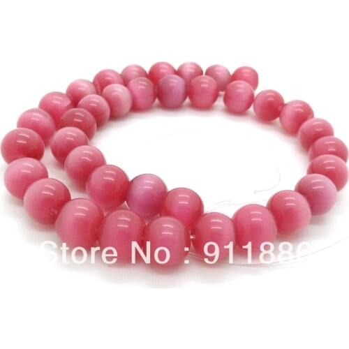 Wholesale 10mm Rose Cat Eye Round Shape Loose Glass Space Beads For Jewelry Making,about 40pcs/strand,Free Shipping