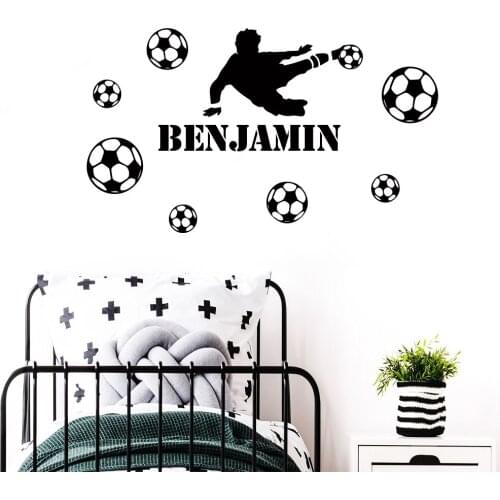 Personalized Custom Name Football Wall Sticker Art Decal Stickers for Nursery Boys Kids Room Decoration Soccer Wallpaper