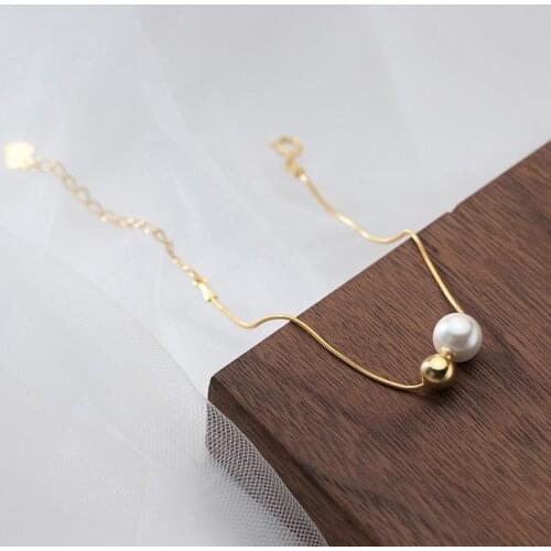 Slim 100% Real. 925 Sterling Silver Fine Jewelry Snakebone Chain Bracelet Lucky Ball &Shell Pearl Charms C-S4257