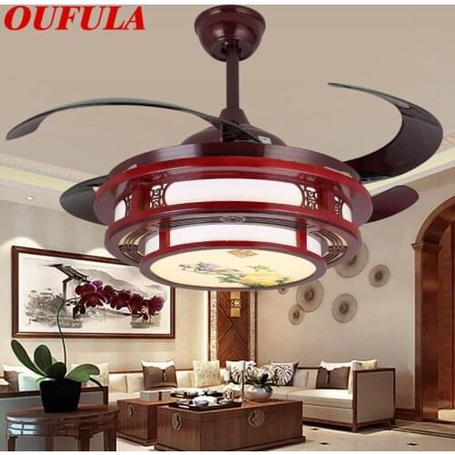 OUFULA Modern Ceiling Fan Lights With Remote Control Invisible Fan Blade Decorative For Home Living Room Dining Room