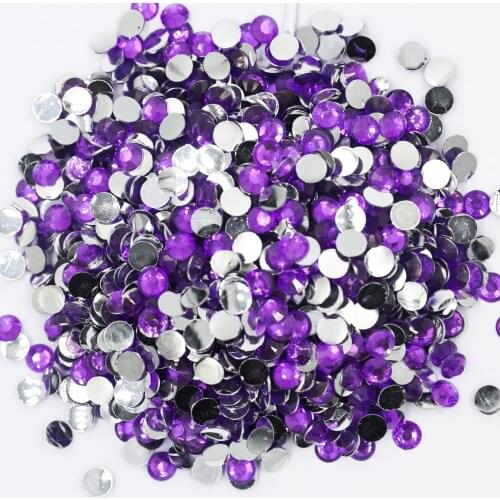 Amethyst Color 2~6mm Flatback стразы Resin Non hotfix Rhinestones in Bulk Package Plastic Nail Art Decoration for Garment
