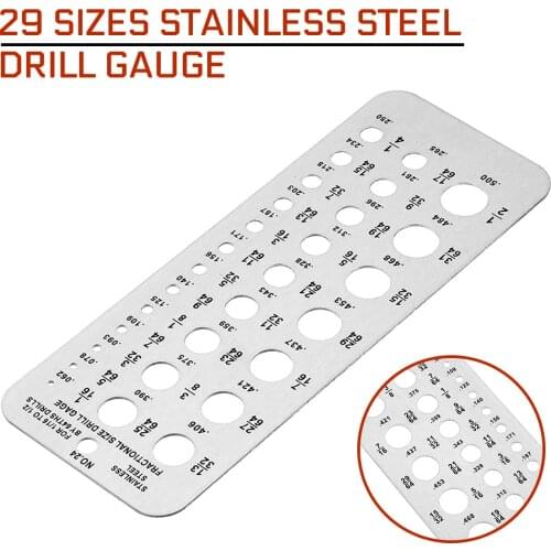 15.9x6cm Drill Gauge 29 Sizes Index Bolt Wire Diameter Bit Hanging Hole Design Measuring Gauges Tools Stainless Steel