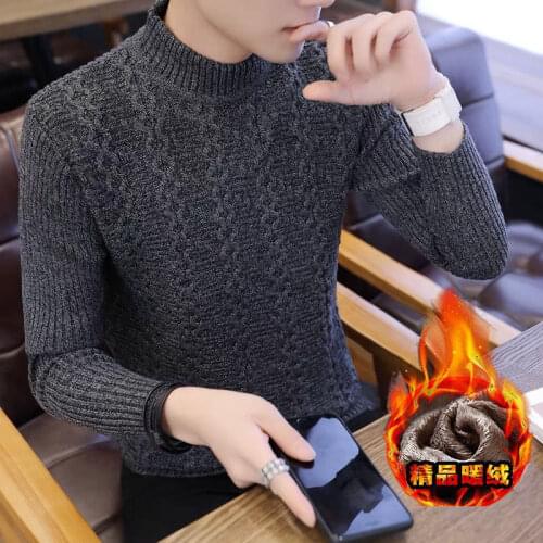 Autumn and Winter Mens Sweater Mens Half-Collar Pullover Bottoming Shirt Cotton Knitwear round Neck Sweater Fashion Style