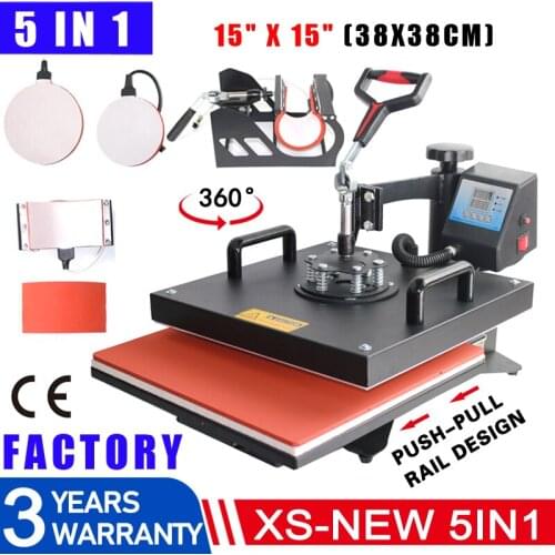 38x38CM New Design 5 In 1 Combo Sublimation printer Heat Press Machines printing For Mug/Cap/T shirt/Phone cases