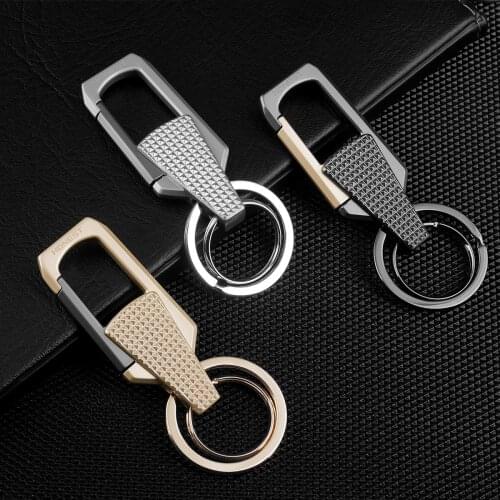 High-Grade Business Classic Men KeyChain Custom Lettering Car KeyChains Buckle Fashion Key Ring Holder Punk Stud Style Best Gift