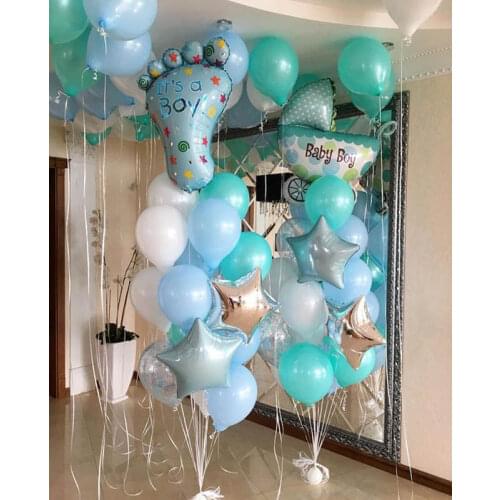1set Baby Boy 1st Birthday Decoration Newborn Boy Birthday Party Baptism Christening Decorated Helium Balloons Kids Gifts