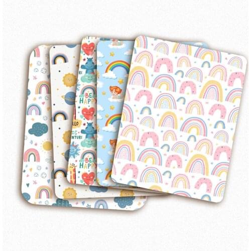 Polyester Cotton Fabric By The Meters Love and Rainbow Printed Cloth Sheets Dress Masks Making DIY Crafts Supplies 45*145cm 1pc