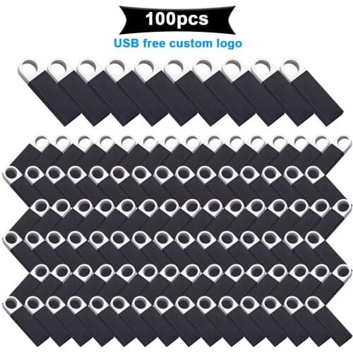 100pcd logo free Metal USB Flash Drive Waterproof Pen Drive 64GB 32GB 16GB 8GB 4GB 2.0 usb Pendrive USB Stick Pen Drive gift