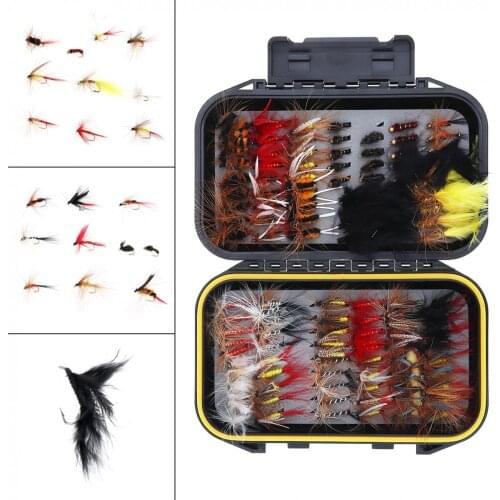 120pcs/lot Fly Fishing Lures Simulation Butterfly Flies Hook Trout Lures Fishing Bait Kit with Waterproof Case