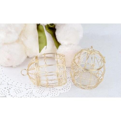200pcs Gold Wedding Favor Box European romantic wrought iron birdcage wedding candy box tin box for Wedding Favors lin4559