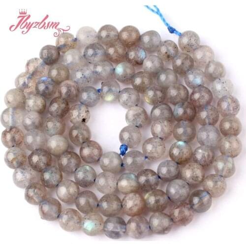 4mm Smooth Round Gray Labradorite Beads Natural Stone Beads For DIY Necklace Bracelat Earring Jewelry Making 15" Free Shipping