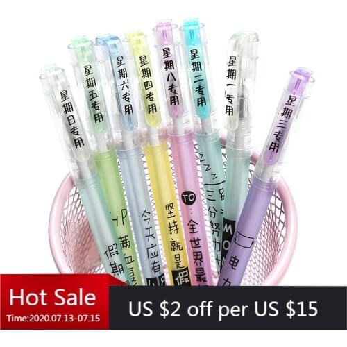 40 Pcs Monday-Sunday High Achiever Series of Intermediate Pen Students Wholesale Office Stationery Kawaii Stationery