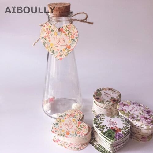 50pcs THANK YOU / HAPPY DAY Gift Tag with Hemp Rope Paper Label for Wedding Decoration Thanksgiving Day Favor DIY Party Supplies