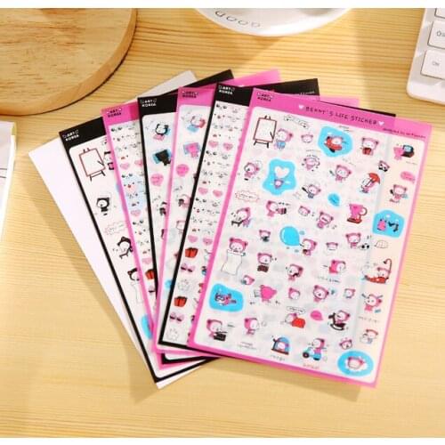 6pcs/lot Cartoon catys life PVC Sticker Kawaii DIY Scrapbook Diary Phone Decoration Paper Sticker for Kids Gifts