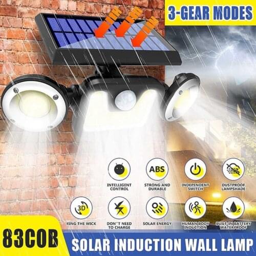 83COB 78LED Solar Light Outdoor Solar Lamp PIR Motion Sensor Wall Light Waterproof Solar Powered Sunlight for Garden Decoration