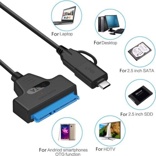 Adapter SATA III USB2.0 3.0 3.1 Cable External Hard Drive USB to Serial ATA 22pin Converter Hard Disk W/ UASP for 2.5" HDD/SSD