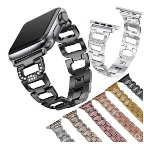 Diamond strap For Apple Watch SE 42 38 40mm 44mm Stainless Steel Bracelet band metal Buckle Strap belt For iwatch 6/5/4/3/2/1