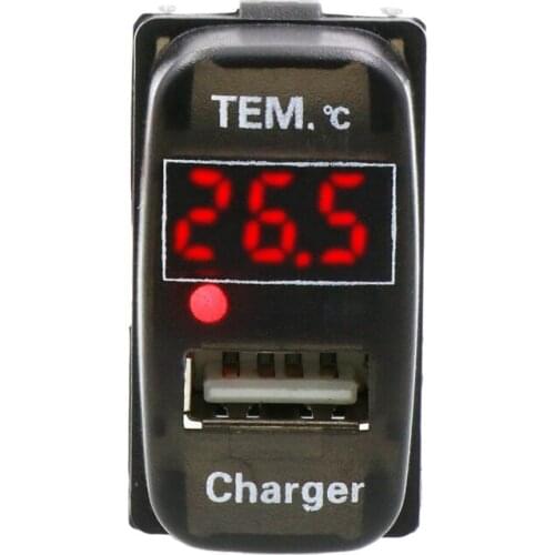 Car USB Adapter DC12V 2.1A with Temperature Display Socket Charger Adapter for Mitsubishi