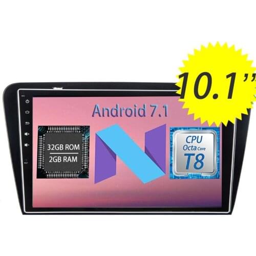 Auto Radio Tuner for Skoda Octavia 2014 2015 2016 10.1'' Android 7.1 2G Topnavi Car GPS Navigation Support Headrest Video output