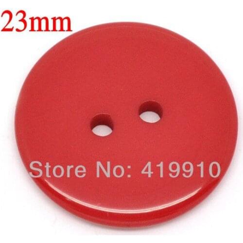 Free shipping -100PCs Red Round 2 Holes Resin Sewing Buttons for craft Scrapbooking 23mm M00285