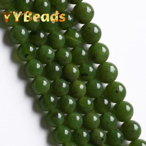 A+ Natural Canada Green Jades Stone Beads Smooth Round Loose Beads For Jewelry Making DIY Bracelets Accessories 4 6 8 10 12mm