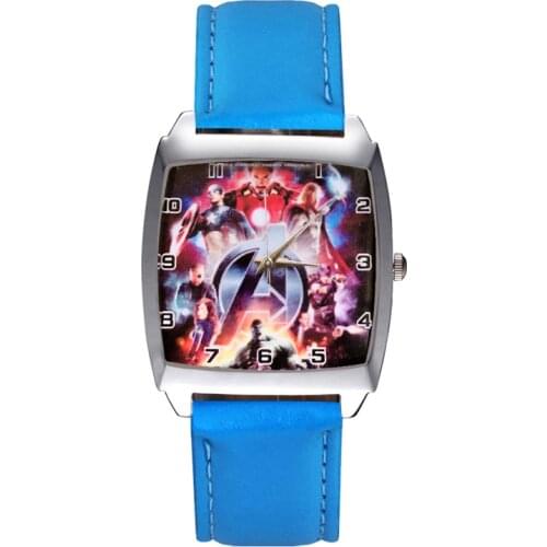 Cartoon style Rectangle dial Childrens Womens Kids Student boys girls Quartz Leather Wrist Watch Clock JD41