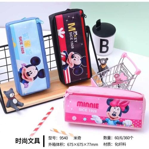 Disney Mickey cartoon boys and girls cute pencil case gift pencil case promotional stationery box hand bag school supplies gift