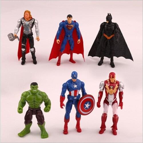 6Pcs/Set 9CM Disney Marvel Avengers Hulk Iron Man Captain America Action Figures PVC Model Toy Cake Decoration Kids Gift
