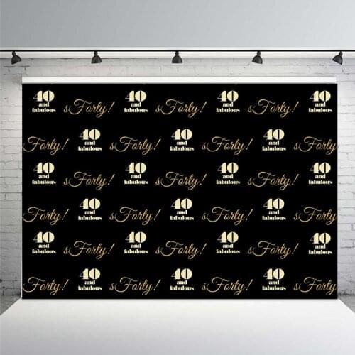 Photo Studio Backdrop 40 Year Old Birthday Party Banner Photographic Background 40th Black Goden Photoboth Photophone Poster