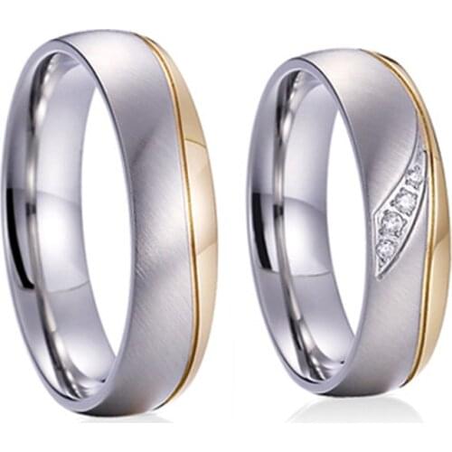 Classic Ladies and Mens Alliances marriage couple wedding rings set his and hers titanium healthy stainless steel jewelry