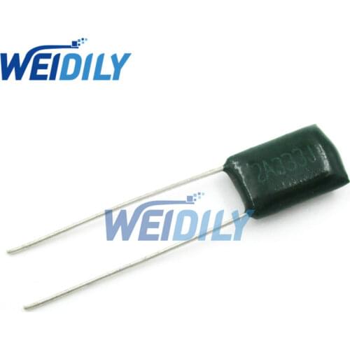 100PCS/LOT 2A333J 2A333 100V 0.033UF 33nF Polyester Film Capacitor Capacitance