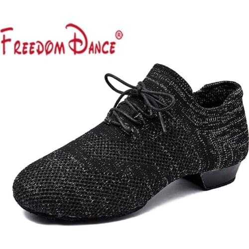 Socks Shoes Dance Sneakers For Women Knitting Breathable Super Light Latin Dance Shoes Jazz Shoes Pole Shoes Pink Black Color