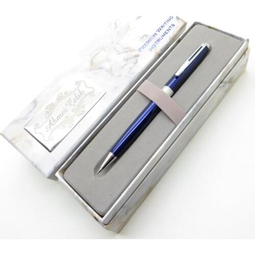 Wings Marble V332 Navy Blue Chrome Versatil, Tip Pen | İsme Special Pen | Gift Pen