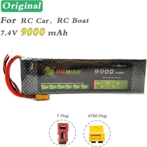 Lipo 2s Lion Power 7.4v 9000mAh Battery T/XT60 Plug for Racing Car RC Remote Boat Heilecopter 2s Li-PO Battery RC Parts