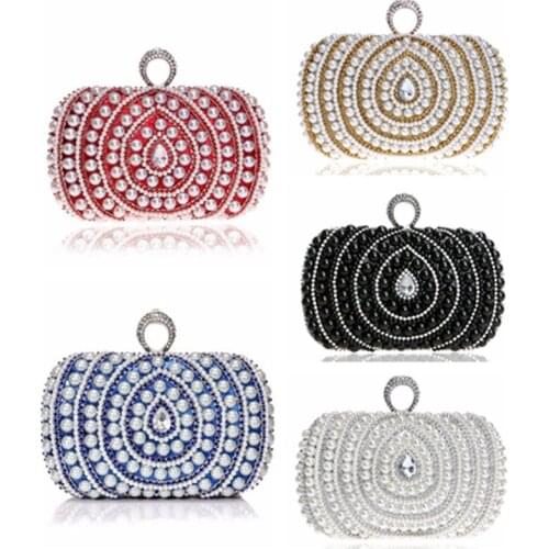 Ladies Designer Red Handbags Women Diamonds Chain Shoulder Beaded Wedding Bag Gilrs Rhinestone Clutch Cute Purses And Handbag