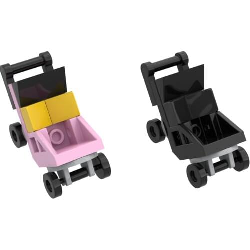 [MOC Hub] Pink Black Trolley Babies Building Blocks Toys Bricks DIY Infant Carriage Children Gifts